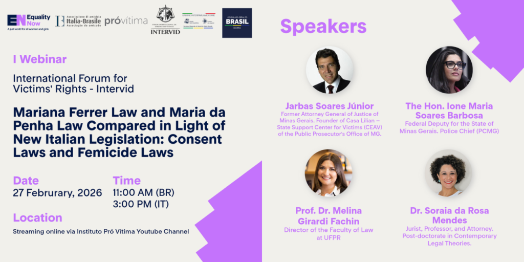 I Webinar Intervid: Brasil e Itália debatem Leis de Consentimento e Combate ao Feminicídio